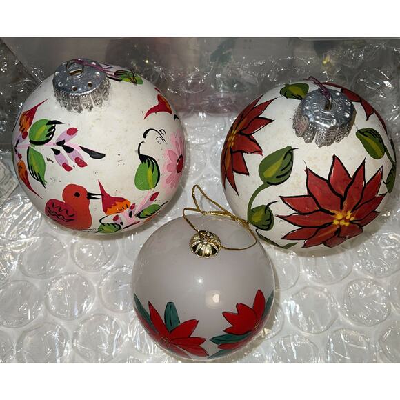 Vintage Hand Painted Mixed Lot Glass Christmas Ornaments 3F46 - Picture 7 of 9